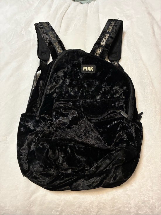 PINK BLACK VELVET BACKPACK